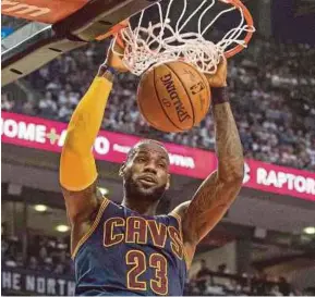  ??  ?? Last year Cavaliers’ LeBron James became the first player in NBA history to lead the finals in every major statistica­l category.