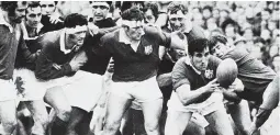  ??  ?? Top tourist: John Pullin, far right, binds on to the maul as the Lions deny Wellington in 1971. The Lions went on to win 47-9