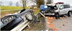  ?? Archivfoto: E. Echter ?? Der Fahrer des Audis (links) hatte keine Chance. Er starb im Januar 2016 nahe Gun delsdorf, nachdem der Toyota (rechts) frontal in ihn gekracht war.