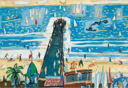  ??  ?? Phil Latimer Dike (1906-1990), Balboa Pier and Fun Zone. Oil on wood panel, 13 x 19 in. Estimate: $10/15,000