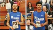  ?? TIM PHILLIS — THE NEWS-HERALD ?? News-Herald Classic MVP Tyler Williams of Brush and 3-point contest champion William Saunders of Euclid.