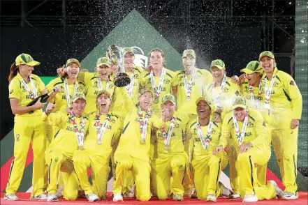  ?? Photo: Cricket Australia ?? World champs… Australia were crowned the champions of the 2022 ICC Women’s World Cup after beating England by 71 runs yesterday.