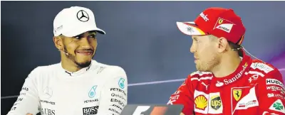  ??  ?? Lewis Hamilton and Sebastian Vettel: This is the first year the two have been in comparable cars.