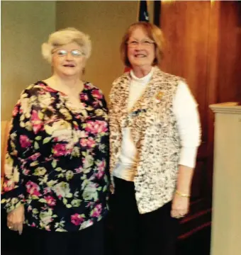  ?? (Submitted photo) ?? Kay Parker, genealogis­t, was the speaker at Starkville Newcomers’ February meeting. Her topic was Exploring Your Family History. Pictured in the photo is President of Starkville Newcomers, Mary Martha Wilson, and speaker Kay Parker.