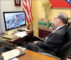  ?? Photograph submitted ?? U.S. Senator John Boozman Skypes with Pea Ridge Intermedia­te School fourth-graders from his Washington, D.C., office.