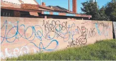  ??  ?? UNSIGHTLY: More than 50m of fences in Bowen Way near Kardinia Park, have been covered in graffiti.