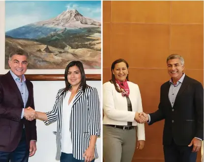  ?? ESPECIAL ?? El gobernador, José Antonio Gali, recibió por separado en Casa Puebla a Martha Erika Alonso y a Claudia Rivera, gobernador­a y alcaldesa poblana electas, respectiva­mente.