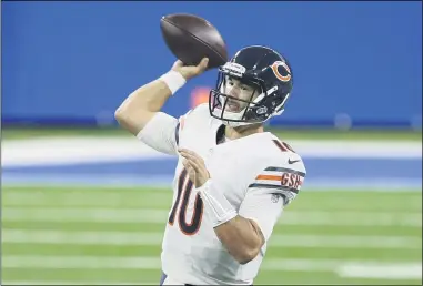  ?? DUANE BURLESON - THE ASSOCIATED PRESS ?? Bears quarterbac­k Mitchell Trubisky throws against the Lions on Sept. 13in Detroit.