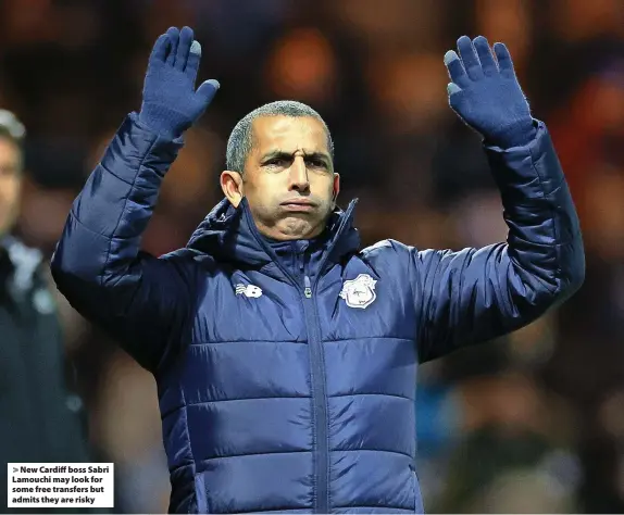  ?? ?? New Cardiff boss Sabri Lamouchi may look for some free transfers but admits they are risky