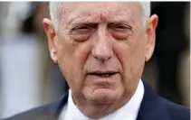  ?? REUTERS ?? DEFENSE SECRETARY Jim Mattis speaks with the media before an honor cordon arrival of Greek Minister of Defense Panagiotis Kammenos at the Pentagon in Washington, DC in this Oct. 9 photo.