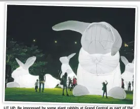  ?? Picture: Parer Studio ?? LIT UP: Be impressed by some giant rabbits at Grand Central as part of the 2020 LIT Festival this weekend.