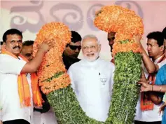  ?? PTI ?? PM Narendra Modi at a rally in Tumakuru, Karnataka, on Saturday