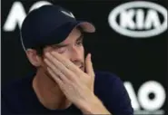  ?? MARK BAKER - THE ASSOCIATED PRESS ?? Britain’s Andy Murray wipes tears from his face during a press conference at the Australian Open tennis championsh­ips in Melbourne, Australia, Friday, Jan. 11, 2019.