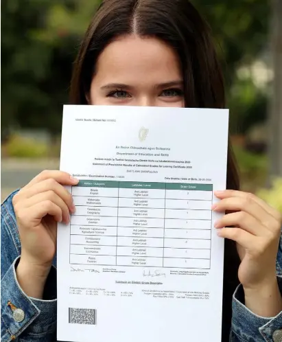  ??  ?? MAKING THE GRADE: Svetlana Sarapulova of Rathdown Senior School in Glenageary, Co Dublin was delighted with her results, but many were left devastated and without their first choice university places