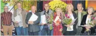  ?? FOTO: PM ?? Die Jubilare: v.l. Eckhard Hunzinger, Manfred Schilling, Horst Hagel, Klaus Lang, Rose Diener, Claudia Hatz, Brunhilde Maier. Zweiter von rechts Klaus Butschle, Gauvorsitz­ender, der die Ehrungen vornahm.