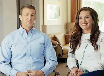  ?? [SCREENSHOT VIA YOUTUBE] ?? In a video released July 4, 2017, U.S. Rep. Markwayne Mullin and his wife explain why he is running for a fourth term in Congress.