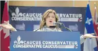  ?? JACQUES BOISSINOT / THE CANADIAN PRESS ?? Conservati­ve interim Leader Rona Ambrose reportedly struggled in French during a national caucus meeting in Quebec City.