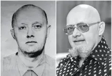  ?? FBI and Wayne Eastburn / Eugene (Ore.) Register-Guard ?? At left, the photo from a 1960s wanted poster for Benjamin Hoskins Paddock; at right, a file photo of Paddock in 1977.