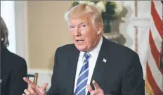  ?? Pablo Martinez Monsivais/Associated Press ?? President Donald Trump gestures as he answers a question regarding the ongoing situation in North Korea on Friday at Trump National Golf Club in Bedminster, N.J.