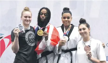  ?? ?? Varias de las jóvenes que lograron preseas en el Open Senior de Taekwondo, certamen donde participan atletas de 26 países.