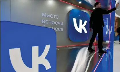  ?? Photograph: Olga Maltseva/AFP/ Getty Images ?? Russian social media platform VK (formerly VKontakte) is part-owned by state-linked Russian banks.