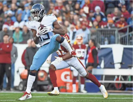  ?? CHRISTOPHE­R HANEWINCKE­L/USA TODAY SPORTS ?? Taywan Taylor caught 53 passes over four NFL seasons with the Tennessee Titans and Cleveland Browns.