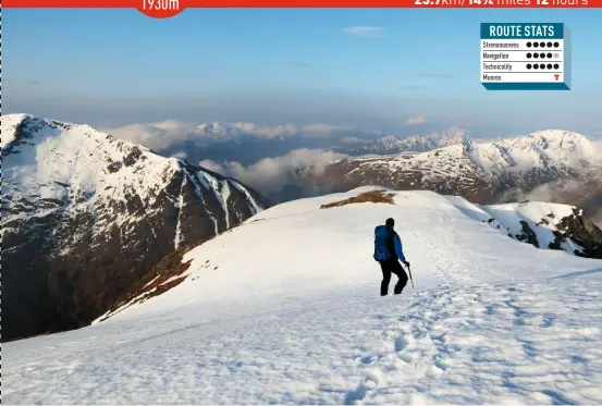  ??  ?? Gleouraich (left) and Sgurr a’ Mhaoraich from Aonach air Chrith.