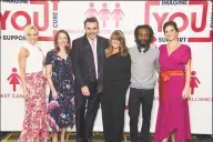  ?? Contribute­d photo ?? Nina Lindia, Dr. Amy Kappelman Johnson, Chef Todd English, Executive Director Yonni Wattenmake­r, singersong­writer John Forte and Lauren Schweibold at the Breast Cancer Alliance’s 24th Annual Luncheon and Fashion Show at the Hyatt Regency Greenwich last week.