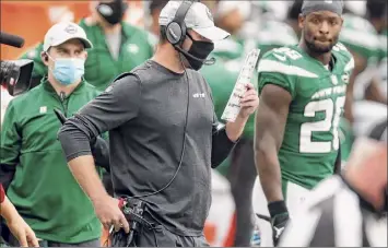  ?? Jim Mcisaac / Getty Images ?? Adam Gase is on the hot seat with the Jets off to an 0-5 start. To make matters worse, his team is playing in Miami, where he was fired in 2018 after going 23-26 over three seasons.