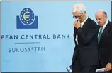  ?? ?? Christine Lagarde, President of the European Central Bank (ECB), and Vice President Luis de Guindos leave the podium after the press conference at ECB headquarte­rs in Frankfurt, Germany on Oct 27, 2022. (AP)