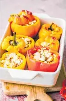  ?? Photo / Olivia Moore ?? Beef and feta stuffed capsicums are an easy and delicious way of eating more vegetables.