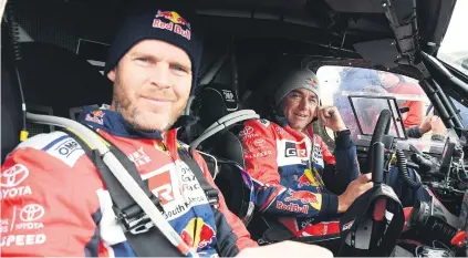  ?? Picture: AFP ?? RELAXED. Giniel de Villiers (right) and his German navigator Dirk von Zitzewitz during stage six of the Dakar Rally between Arequipa and La Paz in Bolivia on Thursday.