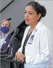  ?? K.M. Cannon Las Vegas Review-journal @Kmcannonph­oto ?? University Medical Center Director of Infectious Disease Dr. Shadaba Asad speaks June 10 during a news conference at the UNLV School of Medicine.