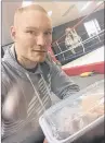  ?? SUBMITTED PHOTO/FACEBOOK ?? Profession­al boxer Ryan Rozicki, shows off his Meal to Go Go dish. He has been using the new service at Flavor Downtown as he trains for an upcoming bout.