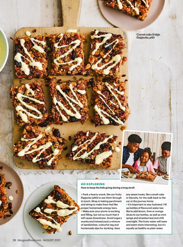  ??  ?? Carrot cake fridge flapjacks, p60