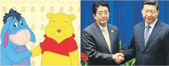  ?? Foto: archiv ?? Jako Ijáček a Pú Takto vtipkovali Číňané k setkání japonského premiéra a čínského prezidenta.