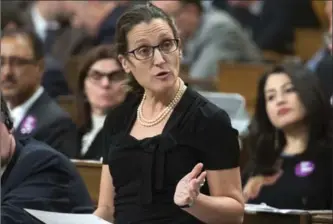  ?? SEAN KILPATRICK, THE CANADIAN PRESS ?? Foreign Affairs Minister Chrystia Freeland has become a media darling, but her toughest work on internatio­nal trade is yet to come.
