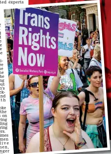  ?? ?? Dogma: A trans march in Soho and, right, Extinction Rebellion protesters block Whitehall