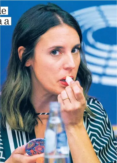  ?? EFE ?? Irene Montero reivindica pintarse los labios de rojo contra el machismo