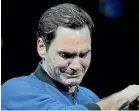  ?? AP, GETTY ?? Federer’s tearful farewell included a tribute to his wife Mirka, below, after his final outing in a Laver Cup doubles loss partnered with Rafa Nadal, bottom.