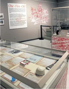  ?? KARENA WALTER/STANDARD STAFF ?? The One-Five-Oh! exhibit at St. Catharines Museum features everyday objects that residents have chosen to represent themselves. The “living time capsule” is on display until next June.