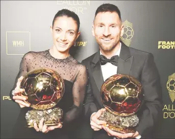  ?? ?? Lionel Messi (right) and Aitana Bonmatí at the 2023 Ballon d'Or France Football award ceremony in Paris on October 30, 2023. (El Pais)