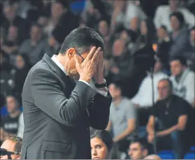  ?? FOTO: EFE ?? Pedro Martínez, durante la derrota contra el Buducnost de este jueves (99-84)