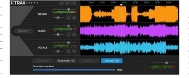  ??  ?? Nachdem die drei Einzel-Stems herausgere­chnet sind, lassen sich diese getrennt abhören, abmischen, mit anderen Xtrax-Projekten vergleiche­n und einzeln sowie als Summe exportiere­n.