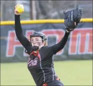  ?? Dave Phillips / For Hearst Connecticu­t Media ?? Cheshire pitcher Natalie Amato has led the Rams to 14 straight victories. The defending SCC champs are undefeated in league play.