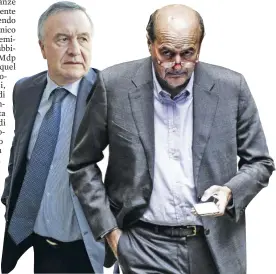  ?? Ansa ?? I “ribelli” Il dimissiona­rio Filippo Bubbico e Pier Luigi Bersani