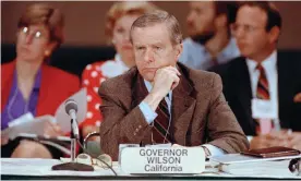  ??  ?? Pete Wilson at the 83rd annual governors’ conference in Seattle, 17 August 1991. Photograph: Gary Stewart/AP