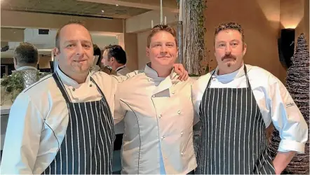  ?? PHOTO: SUPPLIED ?? Arbour chef Bradley Hornby, centre, with mentors Paul Ellis, left, and Lindsay Bennett.