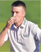  ??  ?? Russell Knox after holing the crucial putt on 18 last week.