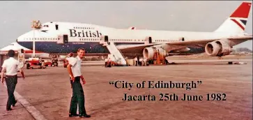  ??  ?? The Boeing 747, called The City of Edinburgh, the day after all of its engines failed because of volcanic ash.